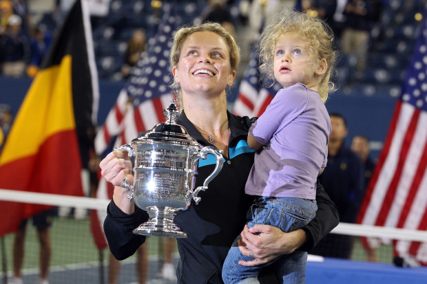 Kim Clijsters with daughter Jada after winning the 2010 US Open.