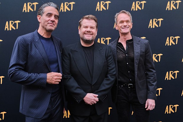 NEW YORK, NEW YORK - SEPTEMBER 16: Bobby Cannavale, James Corden, and Neil Patrick Harris attend the opening night celebration of "Art" on Broadway at Music Box Theatre on September 16, 2025 in New York City. (Photo by Hatnim Lee/Getty Images)