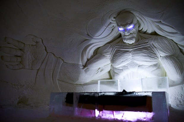 A terrifying White Walker has been sculpted into the ice. (AAP)