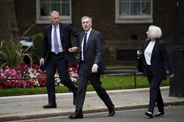 Chief of the Defence Staff Admiral Sir Tony Radakin, centre, arrives at Downing Street