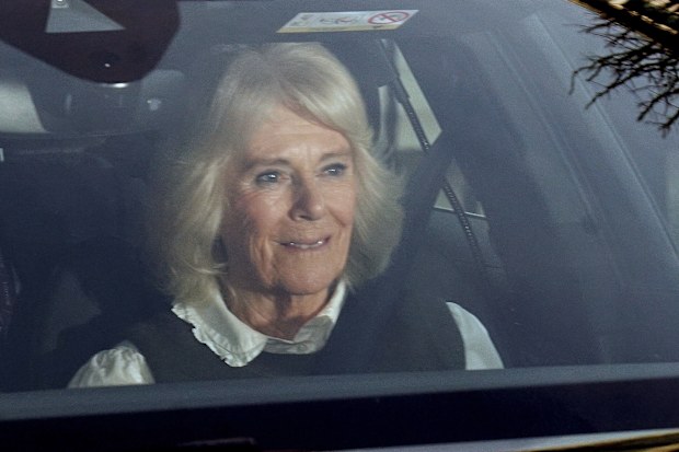 Britain's Queen Camilla leaves the London Clinic in central London where King Charles III is being treated for an enlarged prostate, in London, Saturday, Jan. 27, 2024. (James Manning/PA via AP)