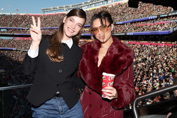 Barbara Palvin and Sophia Graves at the Super Bowl LX at Levi Stadium in Santa Clara at Levi's Stadium on February 8, 2026 in Santa Clara, California. 