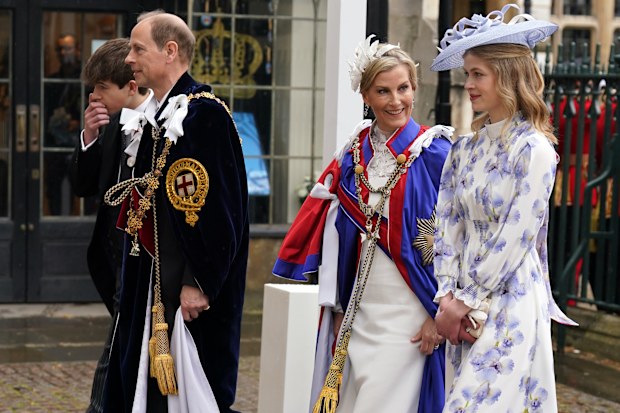 The Duke and Duchess of Edinburgh arriving with Lady Louise Windsor 