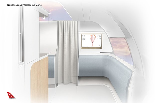 qantas new wellbeing zones in A350 for ulte-long haul flights