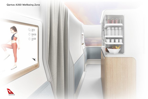 qantas new wellbeing zones in A350 for ulte-long haul flights