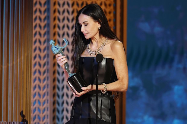 Demi Moore accepts the Outstanding Performance by a Female Actor in a Leading Role award for The Substance onstage during the 31st Annual Screen Actors Guild Awards on February 23, 2025 in Los Angeles, California.