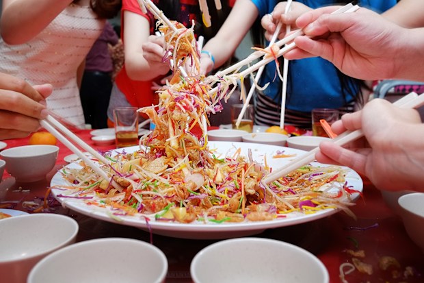 Stock image of the Chinese new year dish yu sheng or yee sang