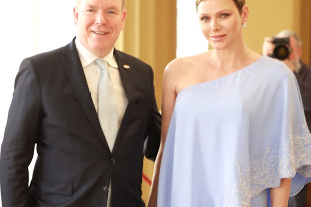 LONDON, ENGLAND - MAY 05: Prince Albert and Princess Charlene of Monaco attend the Coronation Reception for overseas guests at Buckingham Palace on May 05, 2023 in London, England. (Photo by Chris Jackson/Getty Images)