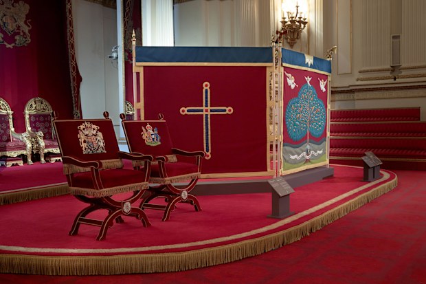 The Throne Chairs used by Their Majesties for the Enthroning and the Homage next to the Anointing Screen