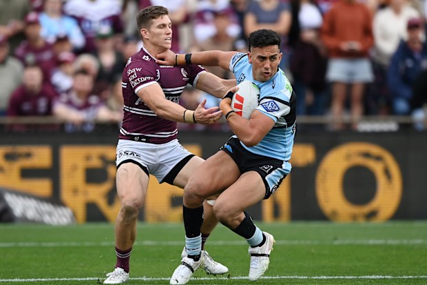 Kayal Iro in action for the Sharks against the Sea Eagles in round 27.