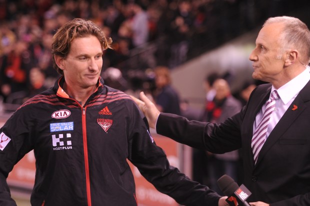 Tim Watson and James Hird pictured during Hird's tenure as Essendon coach in 2013