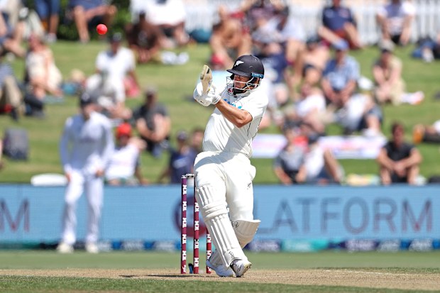 Neil Wagner pulls the ball towards third man where Jack Leach juggled the ball.