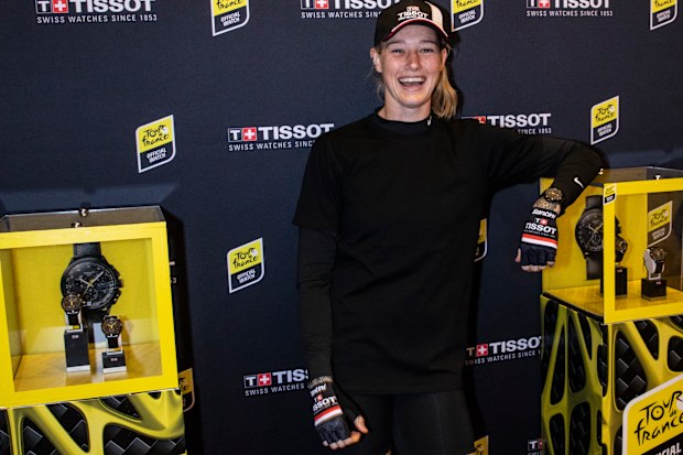 AFLW star Tayla Harris poses at a Tissot x Tour de France event in 2022.