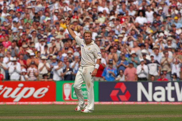 Shane Warne after taking his 600th Test wicket at the 3rd Test England v Australia at Old Trafford 2005.