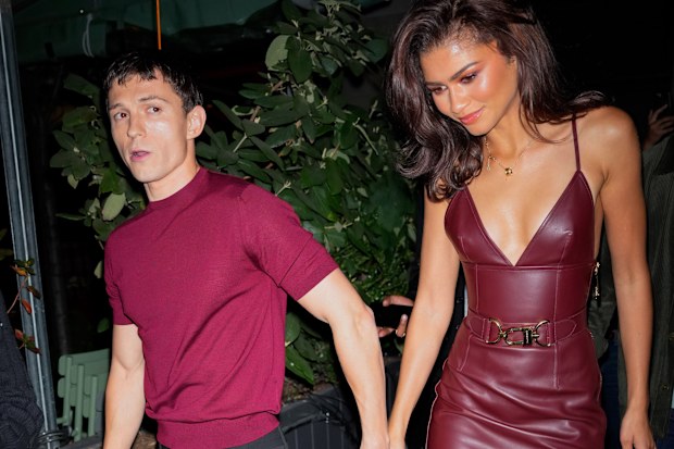Tom Holland and Zendaya are seen on October 24, 2024 in New York City. 