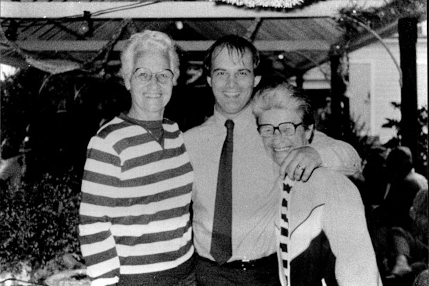 The Man Who Helped To Get Them Out... this exclusive sun photo taken inside jail shows journalist Sandi Logan at a Christmas party with the two American drug grannies Vera Hays (left) and Florice Bessire. March 24, 1983.