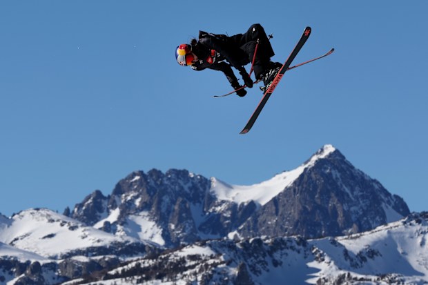 Eileen Gu of Team China competes in the Women's Freeski Slopestyle Final at the Toyota U.S. Grand Prix at Mammoth Mountain on January 9, 2022.