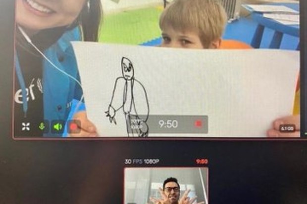Hugh Jackman's video call with child fleeing Ukraine.