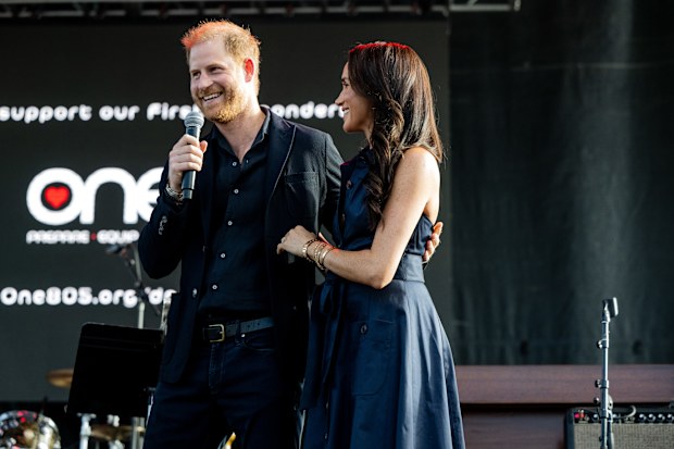 Prince Harry, Duke of Sussex, and Meghan Markle, Duchess of Sussex attend the One805LIVE! 2025 concert on September 20, 2025 in Carpinteria, California. 