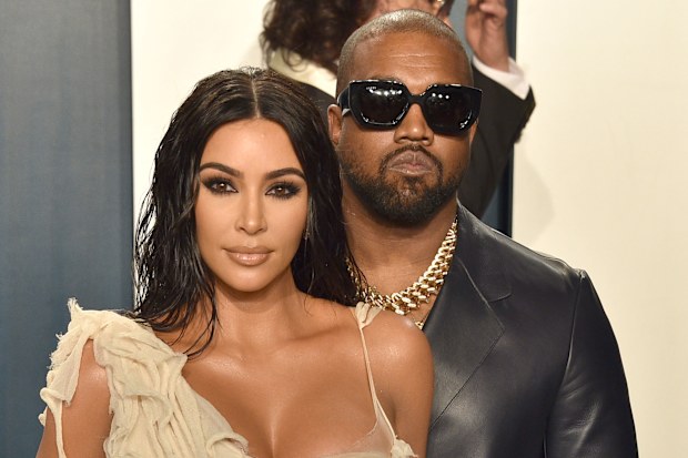Kim Kardashian and Kanye West attend the 2020 Vanity Fair Oscar Party at Wallis Annenberg Center for the Performing Arts on February 09, 2020 in Beverly Hills, California. 