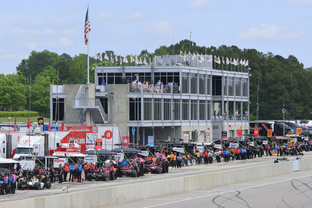 Pit Road and the Control Tower during practice at Barber Motorsports Park in Birmingham.