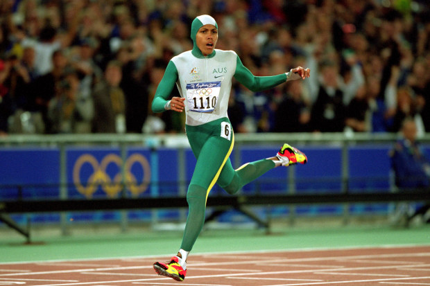 Cathy Freeman taking gold in the 400m at Sydney 2000.