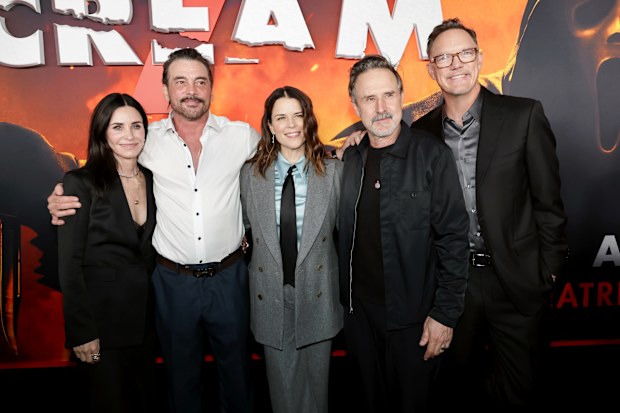 Courtney Cox, Skeet Ulrich, Neve Campbell, David Arquette and Matthew Lillard attend the "Scream 7" Global Premiere