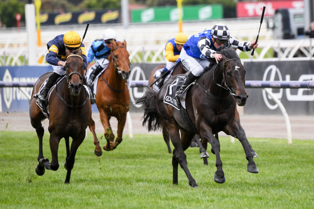 Gold Trip ridden by Mark Zahra wins the Lexus Melbourne Cup.