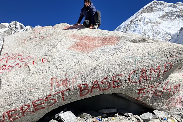 Suzanne at Everest Base Camp, 50 years after her dad visited.