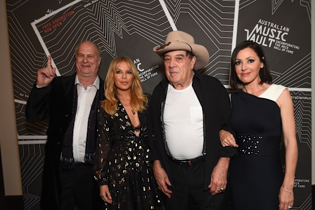 Michael Gudinski,  Kylie Minogue, Ian 'Molly' Meldrum and Tina Arena