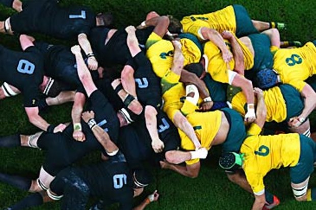 All Blacks v Wallabies scrum (Getty)