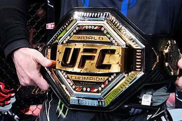 Cropped image of UFC heavyweight title belt (Getty)