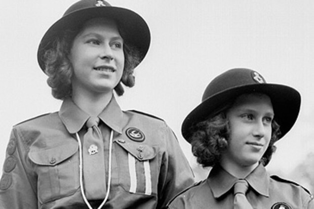 Elizabeth II and Princess Margaret as Girl Guides (Getty)