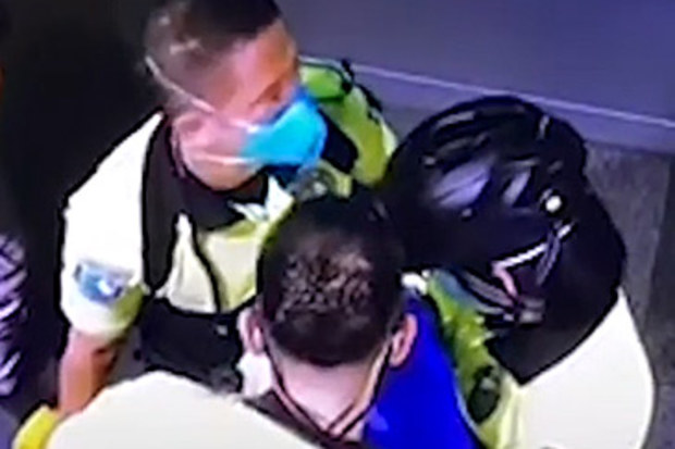 Airport workers with newborn baby (supplied/Nine)