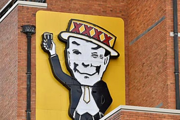 XXXX mascot on side of brewery (AAP)