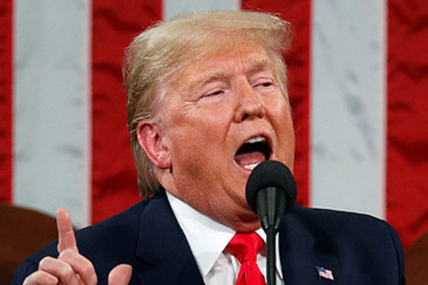 Donald Trump delivering State of the Union address before impeachment trial (Getty)