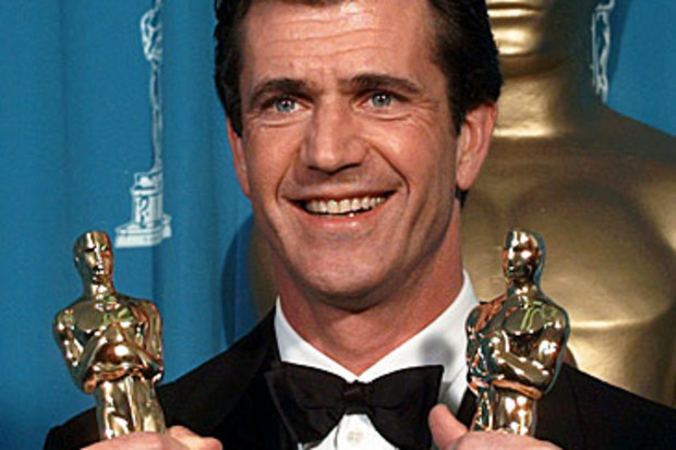 Mel Gibson with Oscars statuettes (AAP)