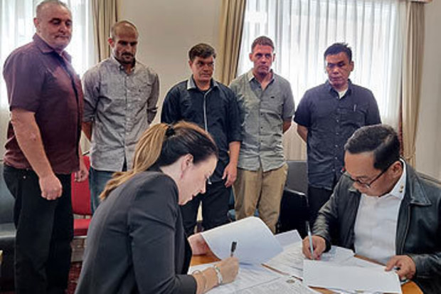 Remaining members of Bali Nine observe Australian and Indonesian officials finalise transfer (Zach Hope/supplied)