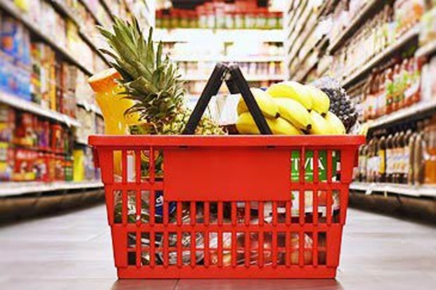 Supermarket basket full of groceries (Getty)