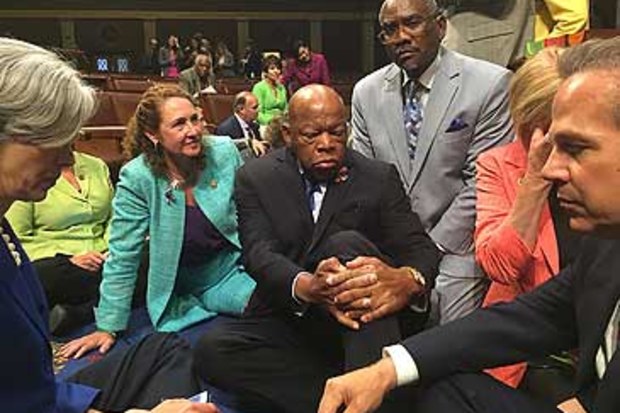 Members of Congress at sit-in (AFP)