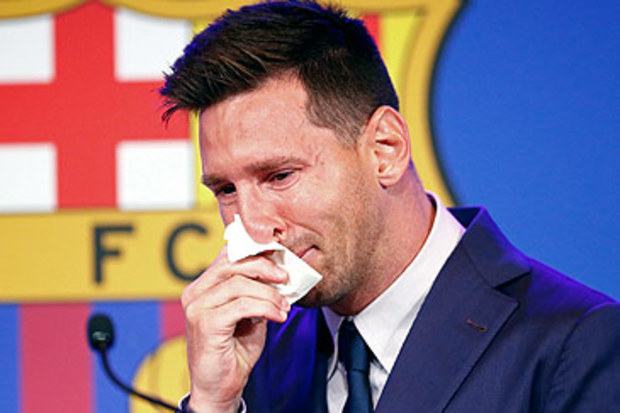 Lionel Messi at Barcelona FC media conference (Getty)