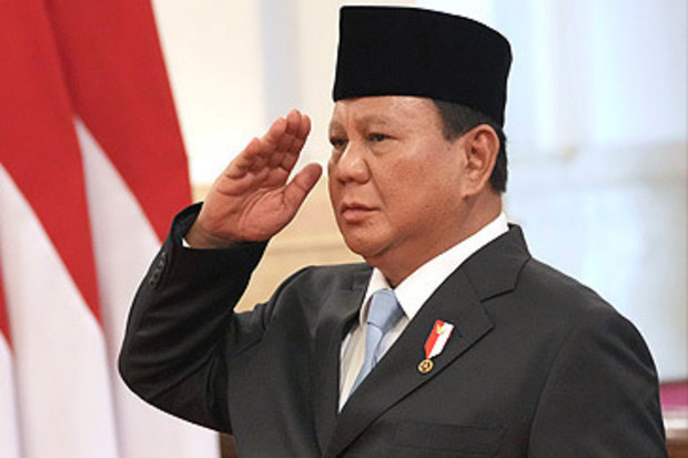 Indonesia's new president, Prabowo Subianto, at swearing-in ceremony (Achmad Ibrahim/AP)