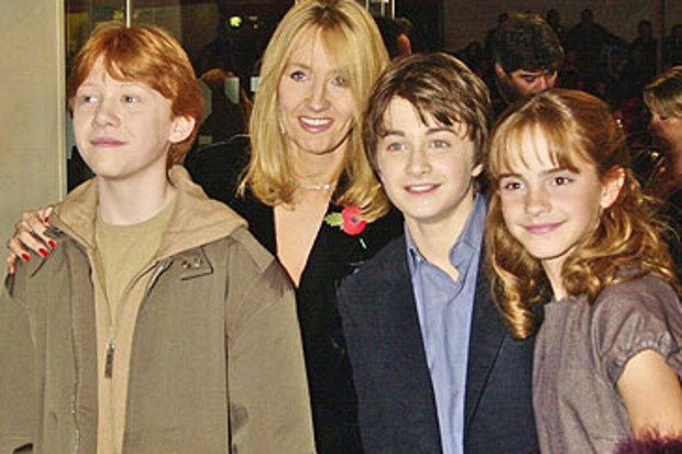 JK Rowling with cast of Harry Potter and the Philosopher's Stone (Getty)