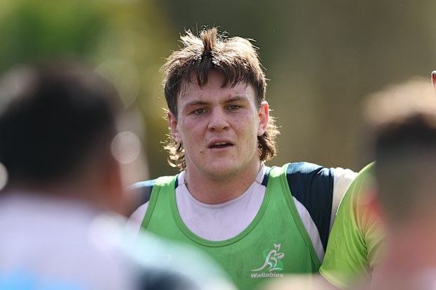 Tom Hooper during Wallabies training.