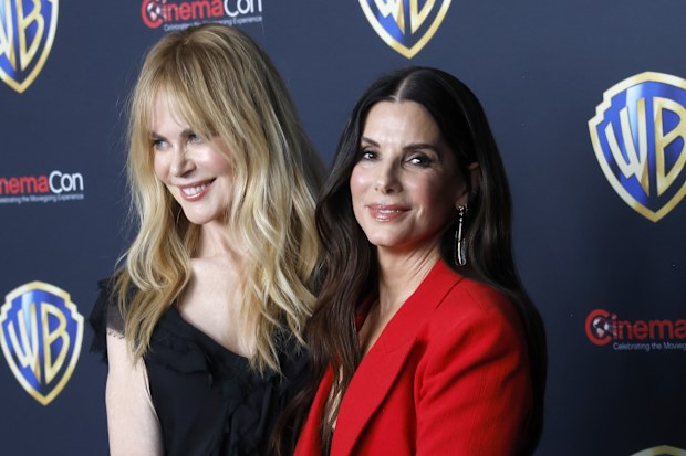 Nicole Kidman and Sandra Bullock promote Practical Magic 2 at the Warner Bros. Pictures presentation at The Dolby Colosseum at Caesars Palace during CinemaCon, on April 14, 2026 in Las Vegas, Nevada. 