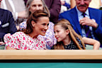 Pippa Middleton and Princess Charlotte in the royal box on day fourteen of the 2024 Wimbledon Championships at the All England Lawn Tennis and Croquet Club, London. Sunday July 14, 2024 
