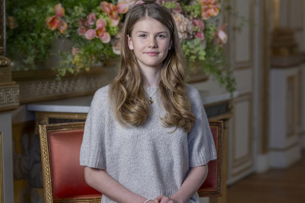 Princess Estelle photographed in Prince Bertil's apartment at the Royal Palace ahead of her 13th birthday.