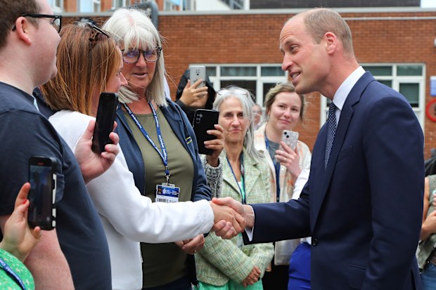 Prince William, Prince of Wales speaks with members of the public during a visit to the ZERO2FIVE Food Industry Centre, to celebrate the seaweed industry and food innovation in Wales on June 11, 2024 in Cardiff, Wales. 