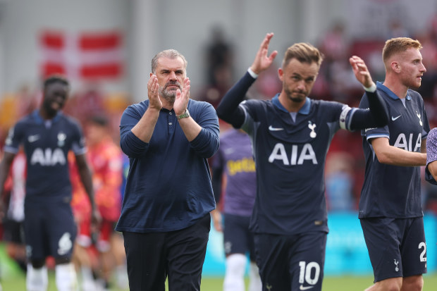 Ange Postecoglou celebrates his Premier League debut with Tottenham, which ended in a draw.