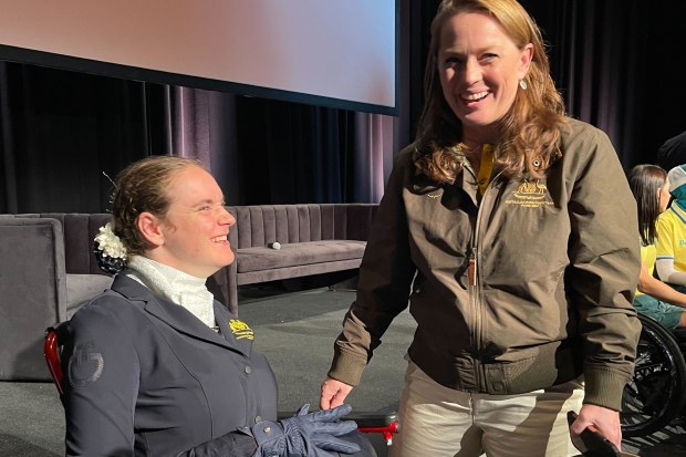 Australian Paralympic team chef de mission Kate McLoughlin (right) with Para-equestrian athlete Stella Barton.